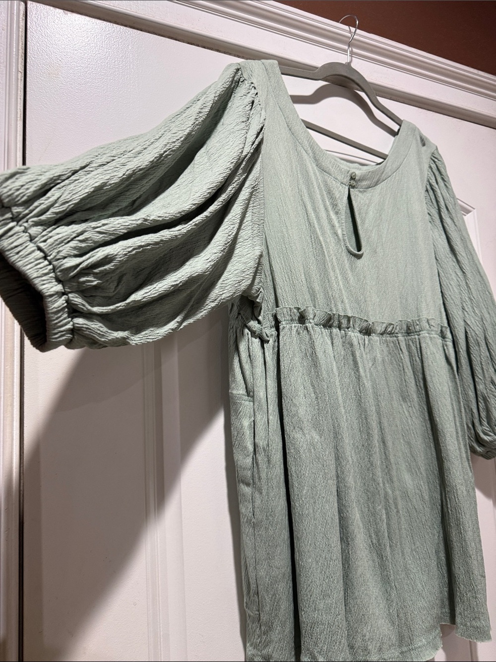 Light Sage Green Women's Gathered Romper by Mable - Picture 3 of 7